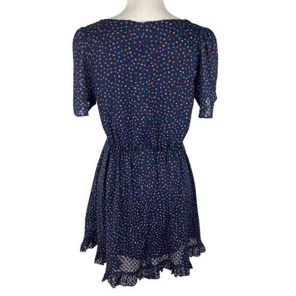 Madewell Navy Blue Sugar Mini Dress Flutter Sleeve Ruffles V-Neck Size Petite 2 - Picture 3 of 7